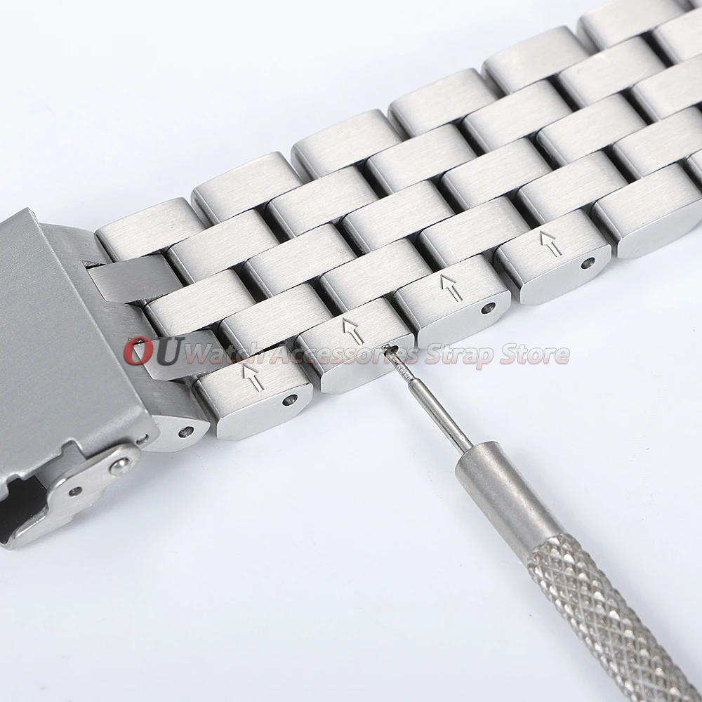 Solid Stainless Steel Watch Strap Bracelet - Men's Business Metal Watchband Replacement