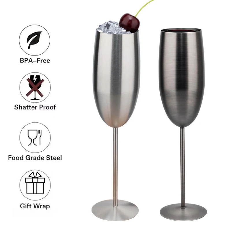 Luxury Matte Stainless Steel Champagne & Wine Glass 2