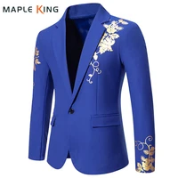 Men's Paisley Floral Gold Bronzing Printed Blazer Luxury Evening Prom Dress 2024 Suits Formal Jackets for Men Costume Homme Coat 1