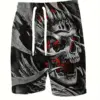 Men's Skull 3D Pattern Comfy Shorts Oversized Casual Elastic Waist Drawstring Shorts for Summer Beach And Basketball Sport Short 1