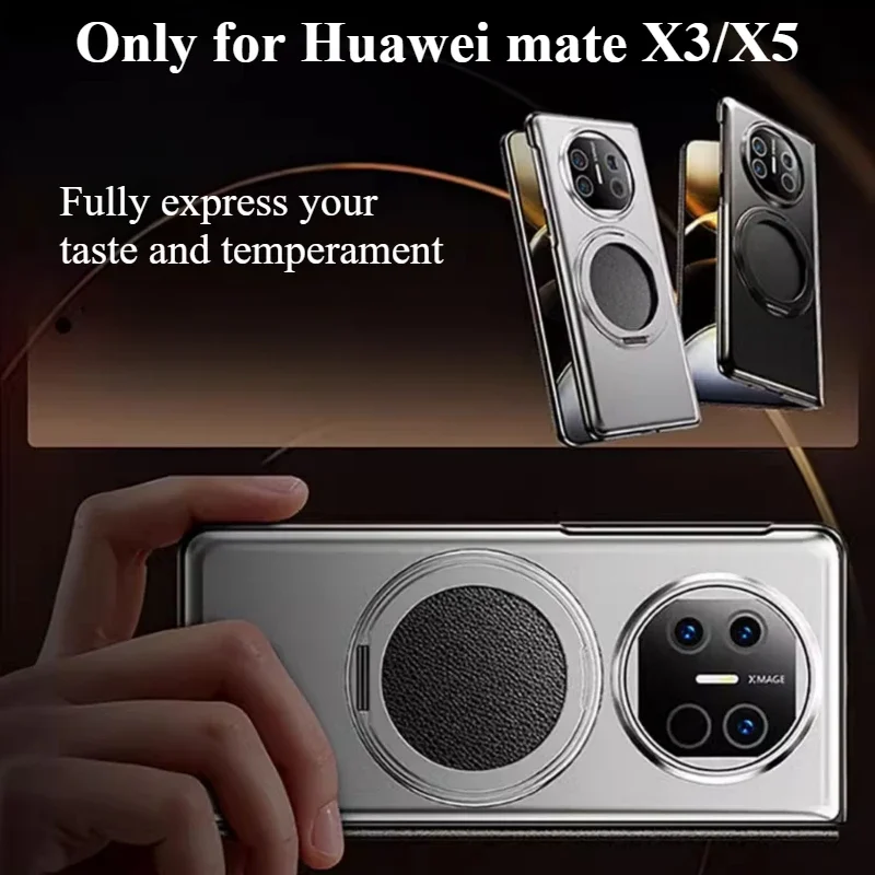 Premium Oatsbasf 360° Rotating Stand Metal & Leather Magnetic Protective Flip Phone Case