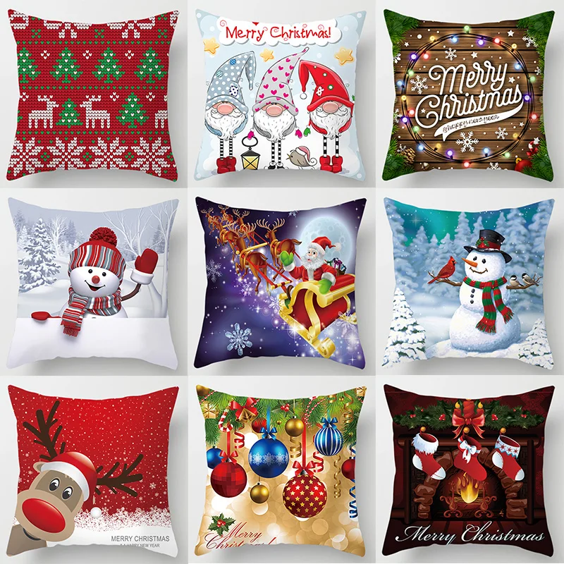 

Christmas Decoration Pillow Covers Cartoon Anime Short Plush Velvet Thick Pillow Cases Home Decoration Cushions Cover