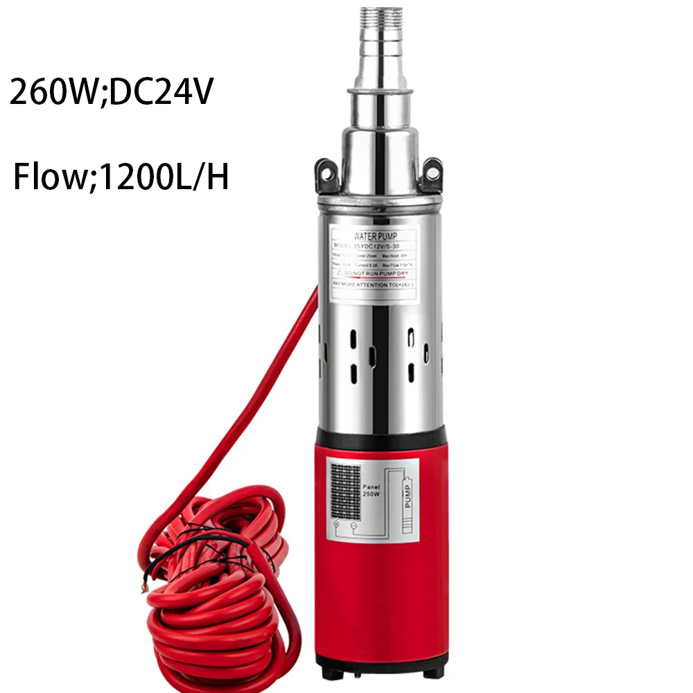 

260W DC 24V Solar Power Water Pump 40M Lift Electric Drive Screw Submersible Deep Well Water Pump 1.2T/H For Irrigation Garden
