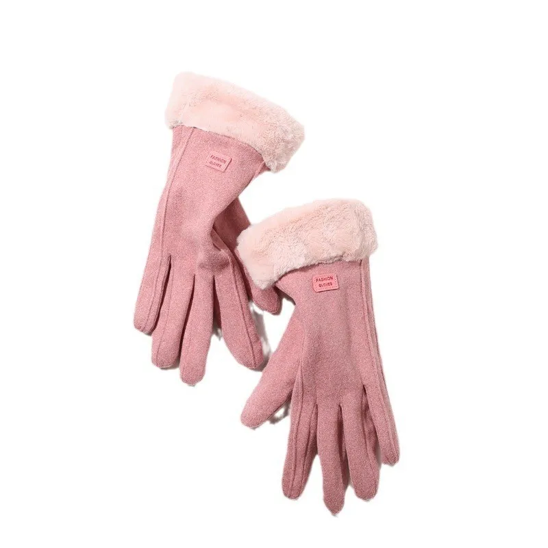 Women's Plush Suede Touchscreen Winter Gloves