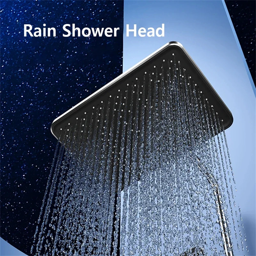 Bathroom Shower System Intelligent LED Temperature Display Shower Suite Bathtub Gray Rainfall Mixer Shower Faucet Complete Set 3