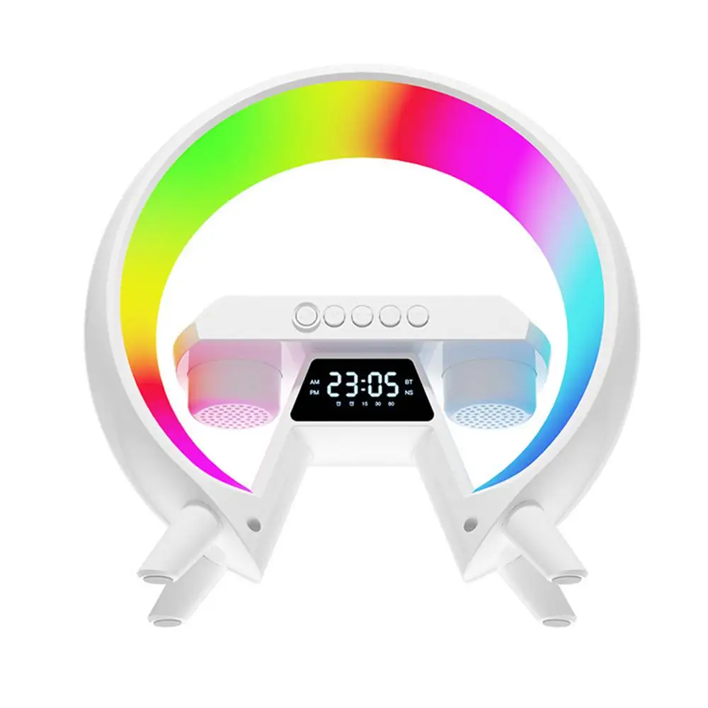 Multifunction Wireless Charger Pad Stand Speaker TF RGB Night Light 15W Fast Charging Station for iPhone Huawe J9V6