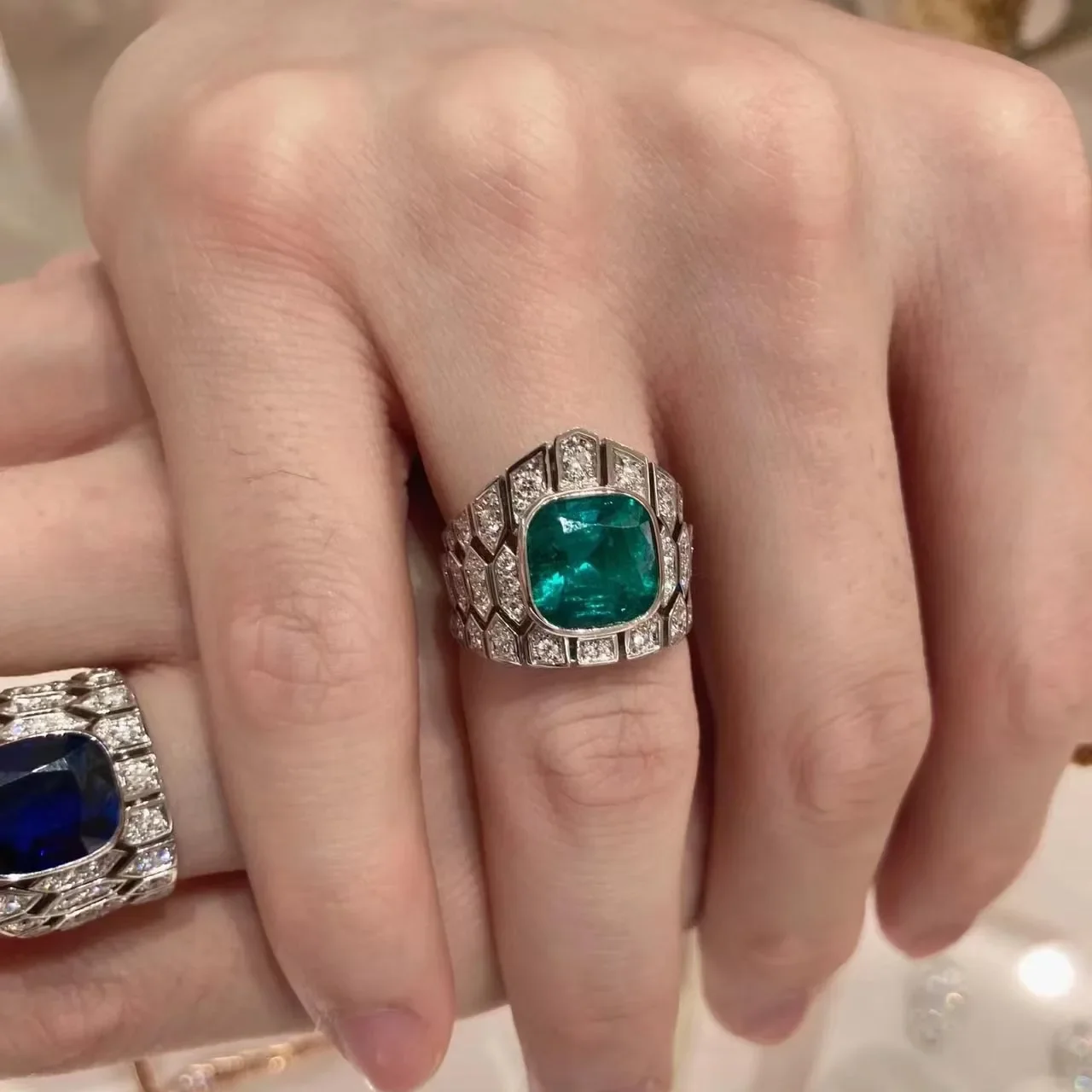 

S925 Sterling Silver Origin Emerald Ring for Women Fine Wedding Bands Anillos De Bizuteria Engagement Gemstone Ring Females Box