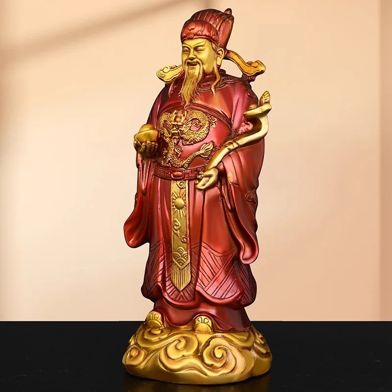 Solid Brass Wen Caishen Statue, God of Wealth Li Guizu Figurine, Chinese Money Deity for Home Decor