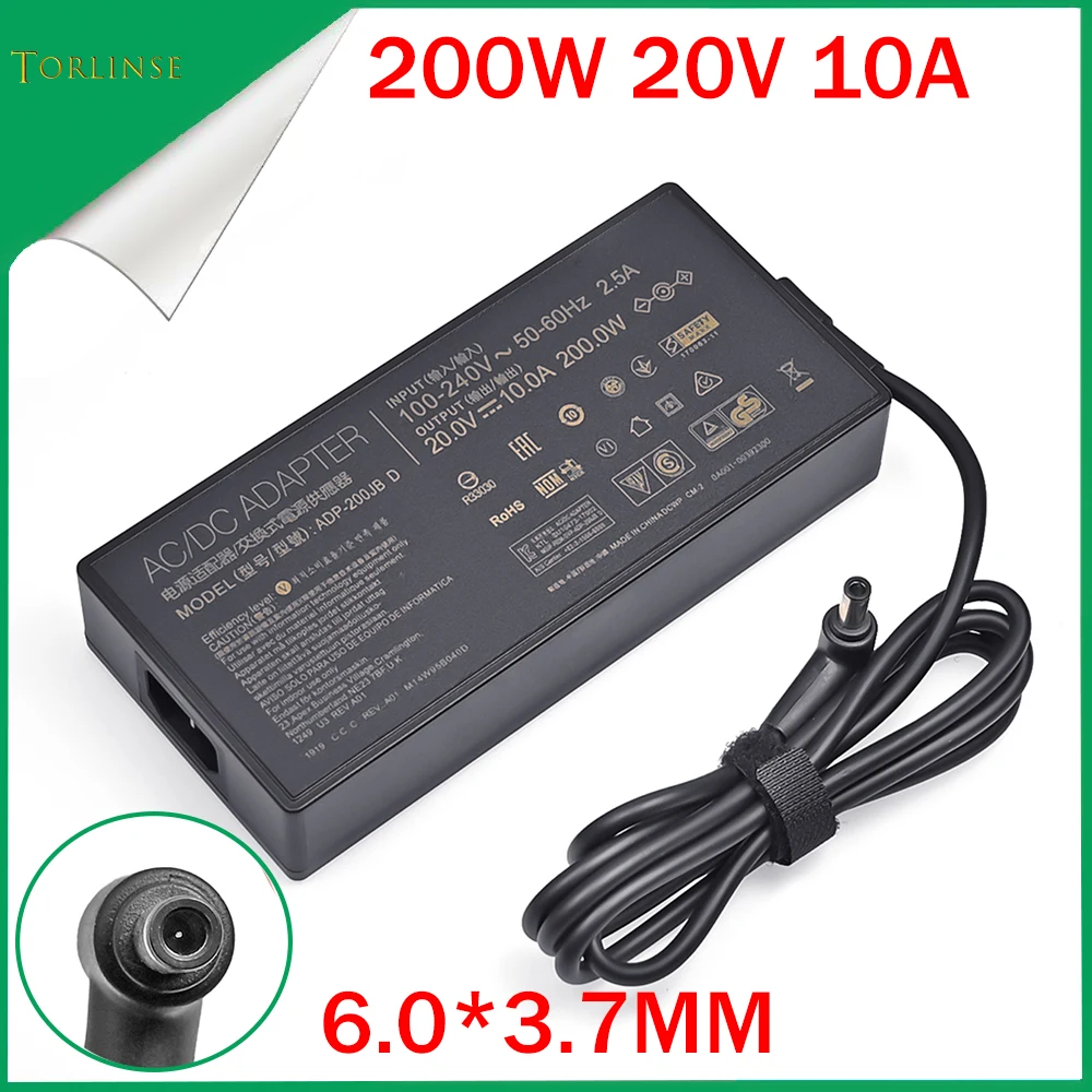 20V 10A 200W 6.0*3.7MM ADP-200JB D Laptop Adapter Charger For Asus TUF A17 FA706QM FA506QR ROG Zephyrus G15 GA503Q GA503