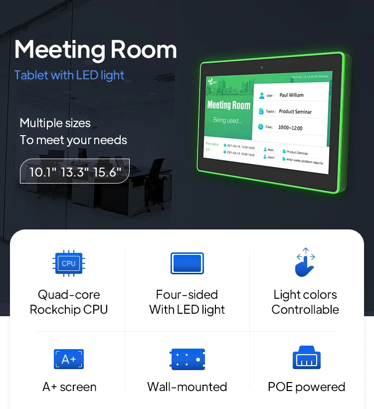   LED Ʈ   ȵ̵ ȸǽ POE º, LCD ġ ũ, POE NFC RFID, 10.1 ġ