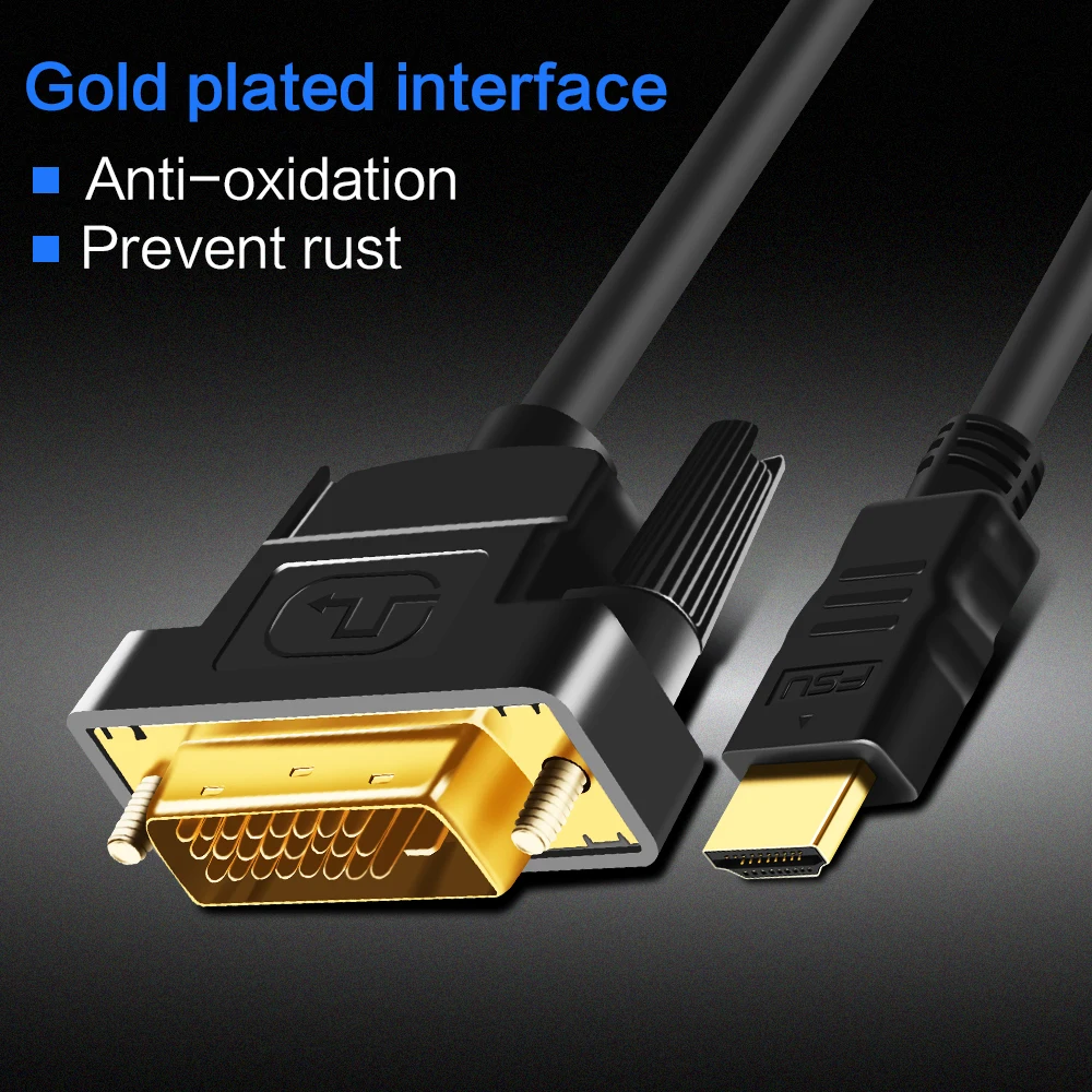 HDMI Cable DUPILINK HDMI-compatible to DVI Cable DVI HDMI-compatible Cable Adapter Gold Plated For HDTV DVD Projector PS5 4 3 TVBOX