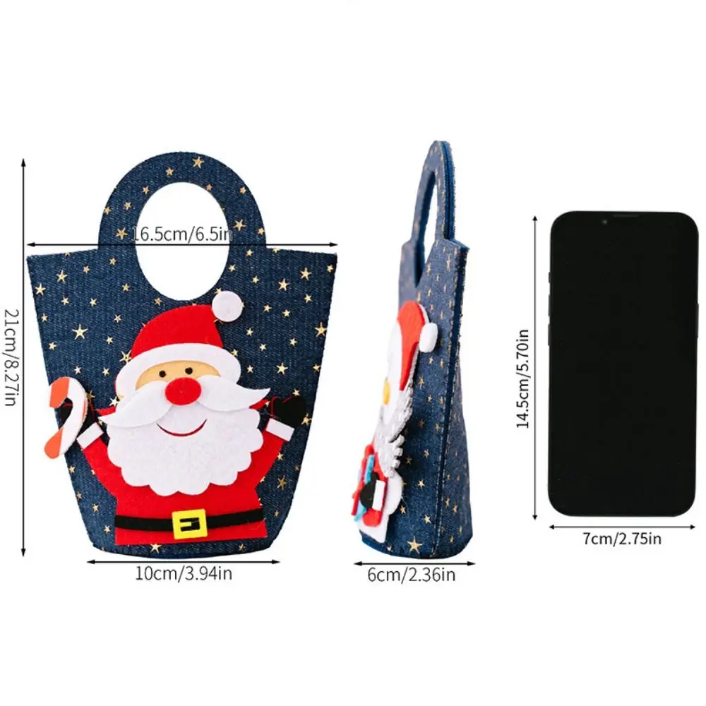 Cartoon Christmas Gift Bag Large Capacity Snowman/Elk Santa Claus Candy Bag Denim Christmas Gift Bucket Party Supplies