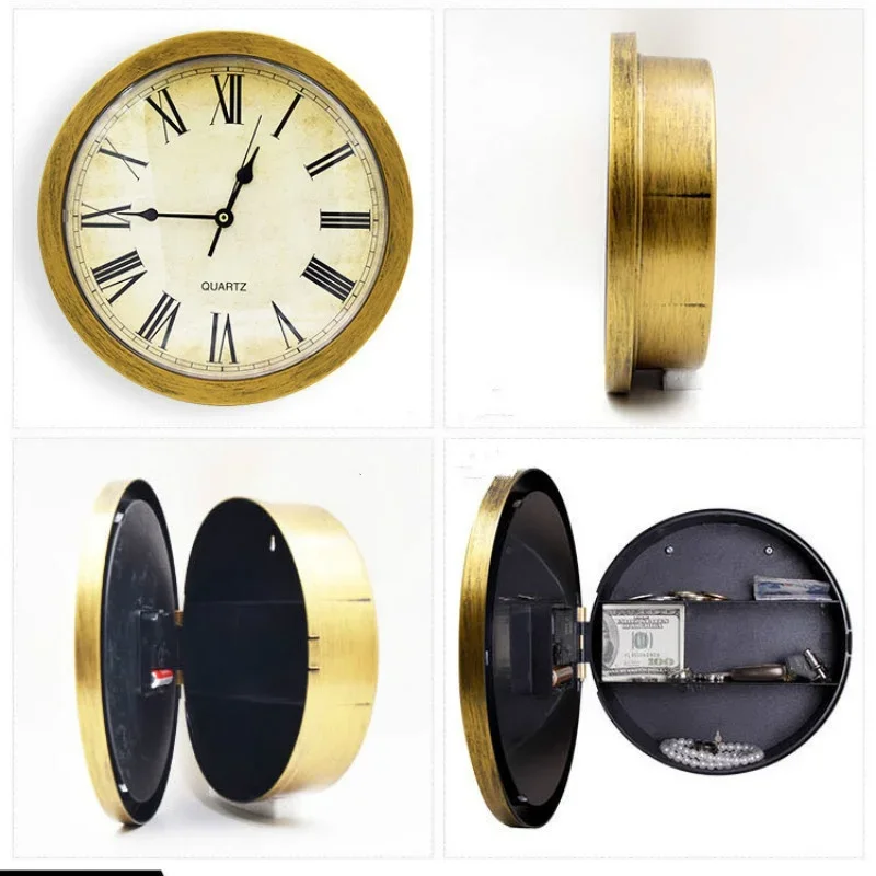 Wall Clock Vintage Home Decoration Safe Box Hidden Secret Storage For Money Jewelry Valuables