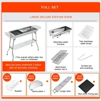 Stainless Steel Charcoal Grill Barbecue Tool Portable Free Installation Handle Folding  BBQ Cooking Grid  For  Park 2