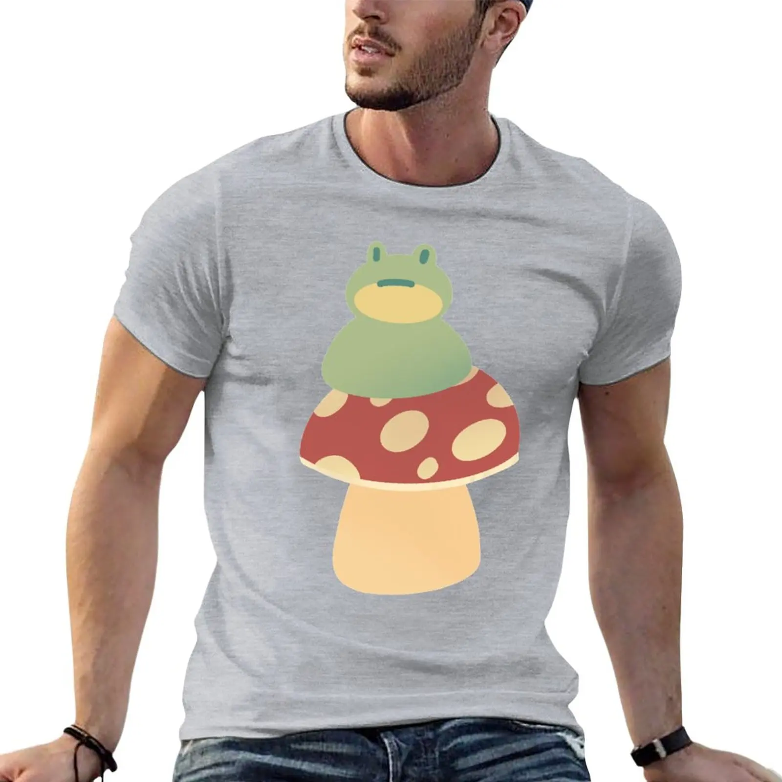 

frog on a mushroom T-Shirt hippie clothes blanks boys whites T-shirts for men cotton
