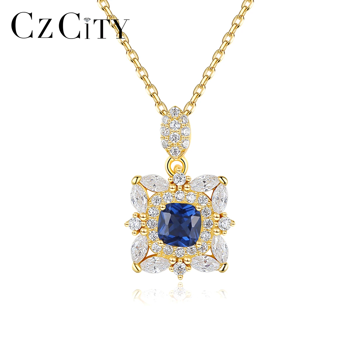 Breloques topaze pendentif colliers pour femmes mariage fiançailles Fine argent Sterling CZ fleur Kolye_voghion.com