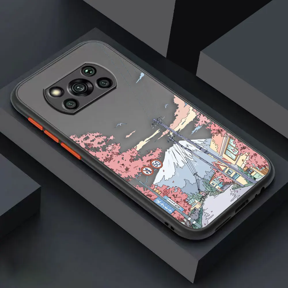 thumbnail image 1 of Case for Xiaomi POCO X3 X2 M4 M3 M2 F4 F3 GT F2 C40 CC9 PRO 4G 5G A3 MIX4 CIVI Case Japanese Anime Hand-Painted House Landscape, 1 of 5