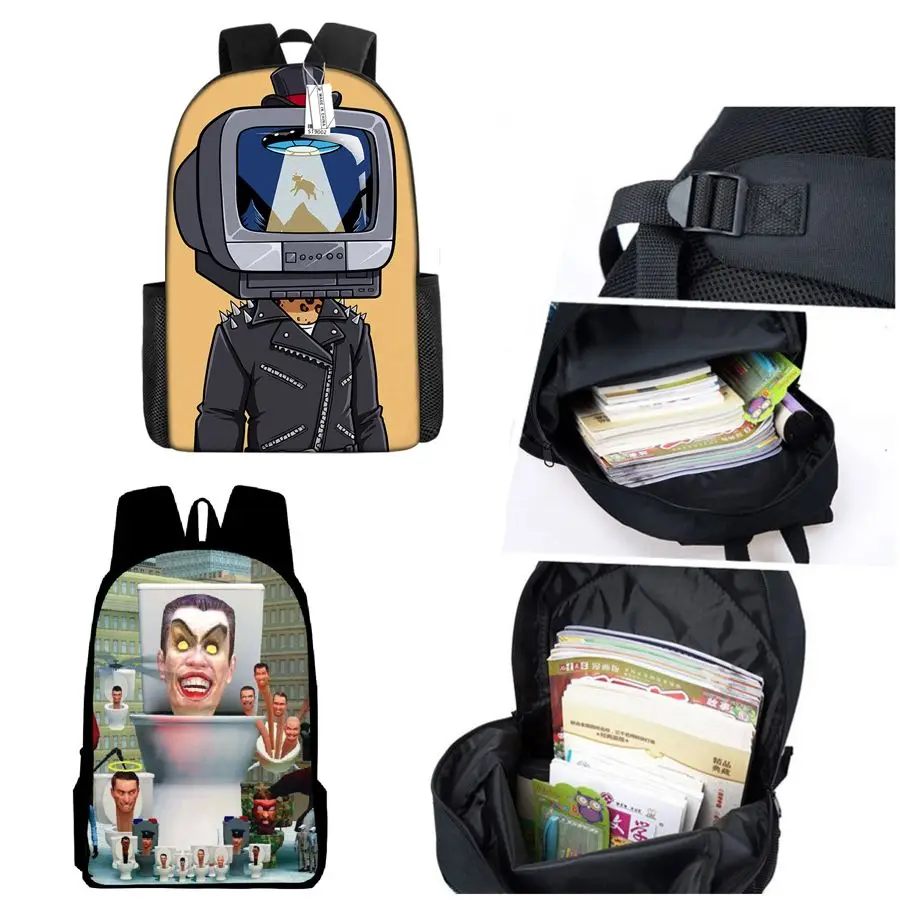 Skibidi Toilet Backpack For School Bag Titans Cameraman Lunch Box Skibidi Mochila Speaker Tv Man Woman Pencil Case Bookbag Kid