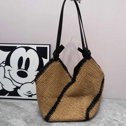 Summer Paper Woven Tote Bag Women's New 2025 Single Shoulder Beach Vacation Sand Hollow Large Capacity Basket Handbag