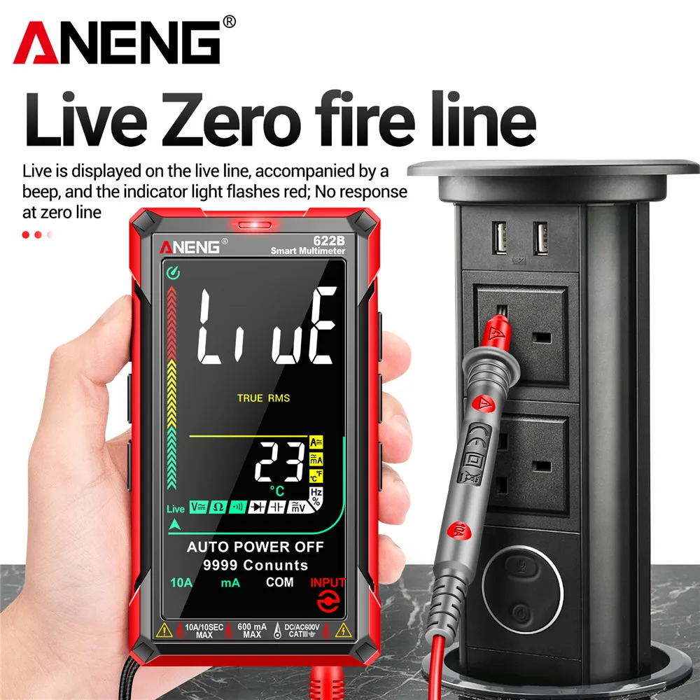 ANENG 622B  Ʈ Ƽ, ׽ , ڵ  True RMS, DC, AC 9999 Ƽ׽,  , ĿнϽ 