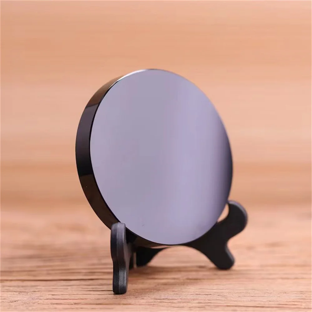 Natural Black Obsidian Mirror Quartz Crystal Mirror Fengshui Plate for Home Decoration Witchcraft mirror Room Decor With Shelf