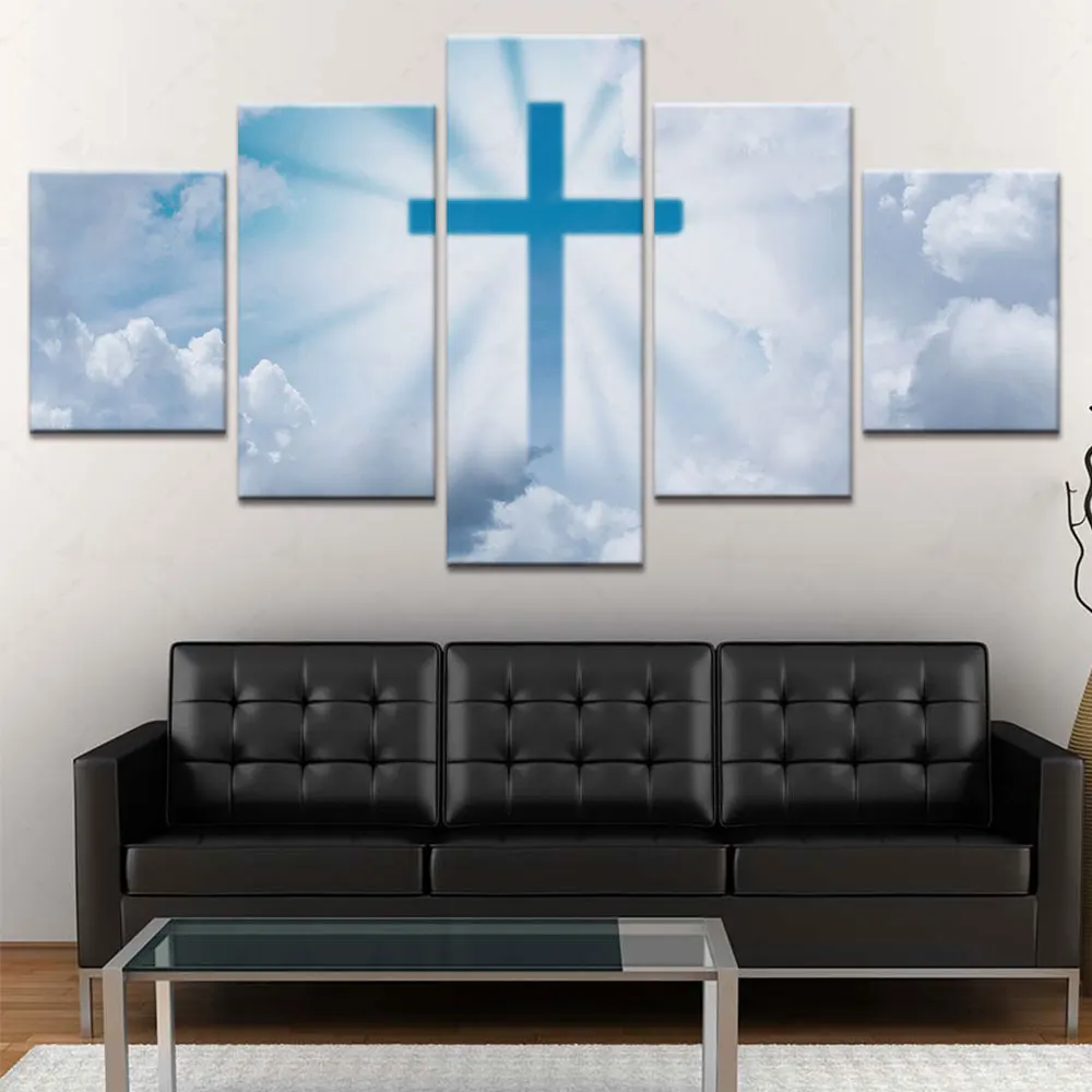 

Artsailing Religion 5 Pieces God Jesus Cross Canvas Artwork Prints Painting Wall Art Modular Home Decoration Picture Photo Frame