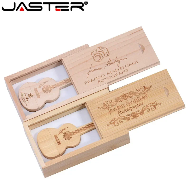 JASTER 나무 기타 USB 플래시 드라이브 64GB 무료 맞춤형 로고 펜드라이브 32GB 음악 메모리 스틱 16GB U 디스크 사진 스튜디오 선물