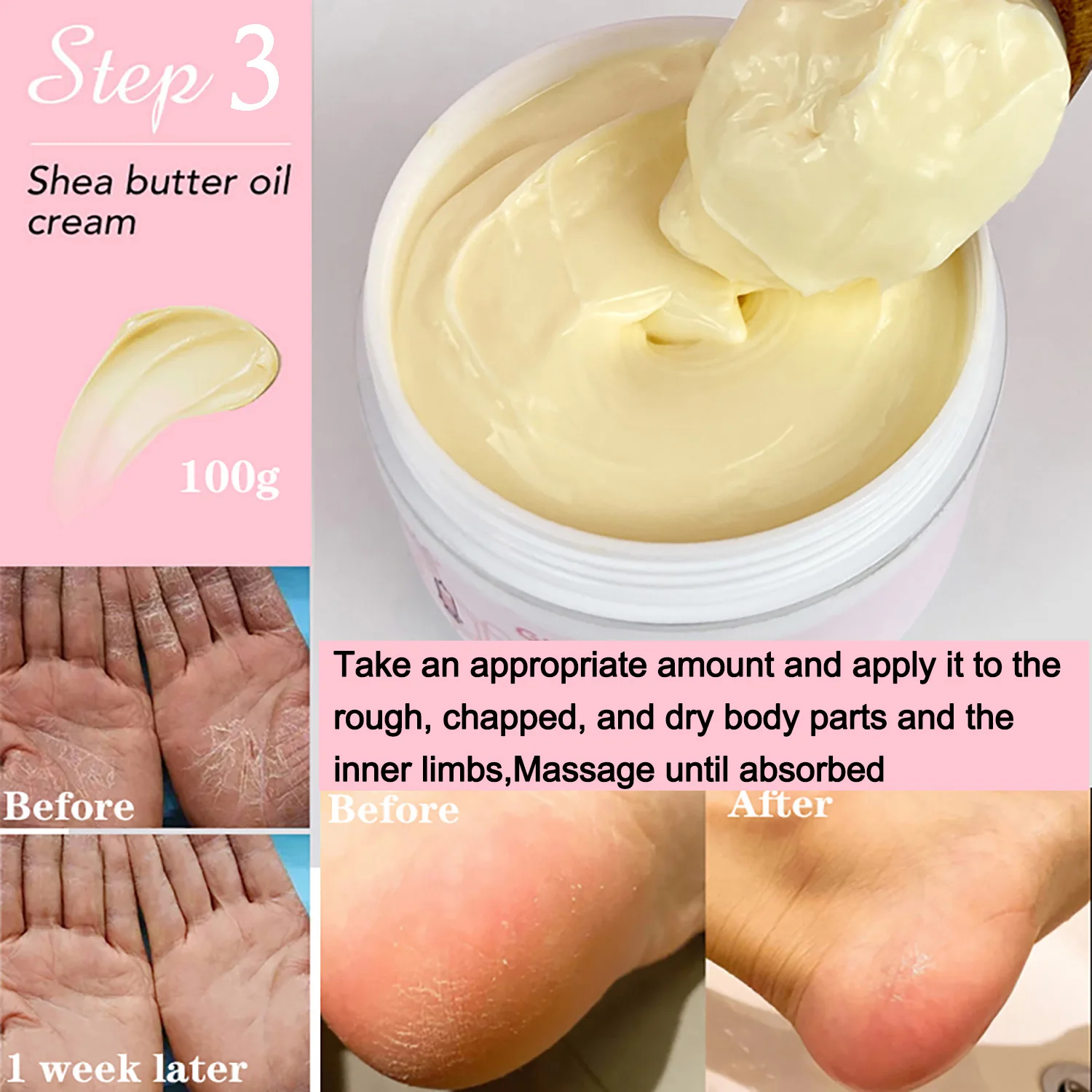 AILKE Organic Shea Butter Oil Whitening Cream, Brightening, Moisturizing, Smooth Nourish, Soften Skin, for Face, Body, 100ml