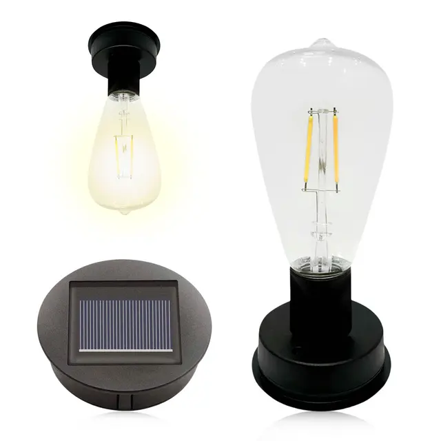 Base de lampe solaire avec ampoule LED, remplacement de lumières solaires, Anto On & Off, décoration d'ambiance, support de lumière pour jardin extérieur 1