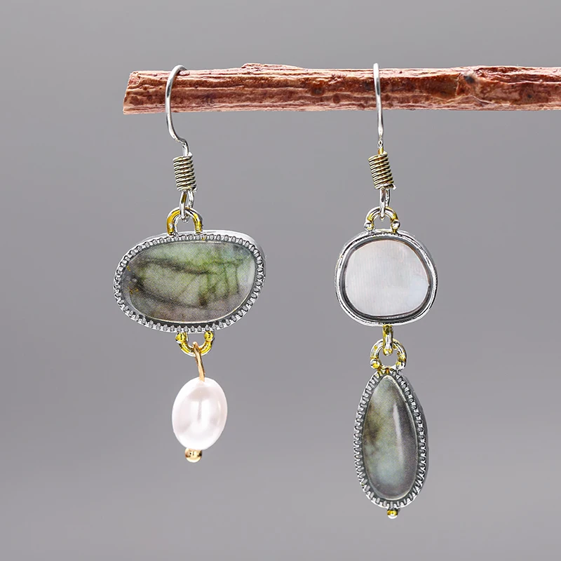 Vintage Asymmetrical Imitation Pearl Water Drop Earrings Flower Earrings Drop Earrings Pearl Earrings Dangle Earrings