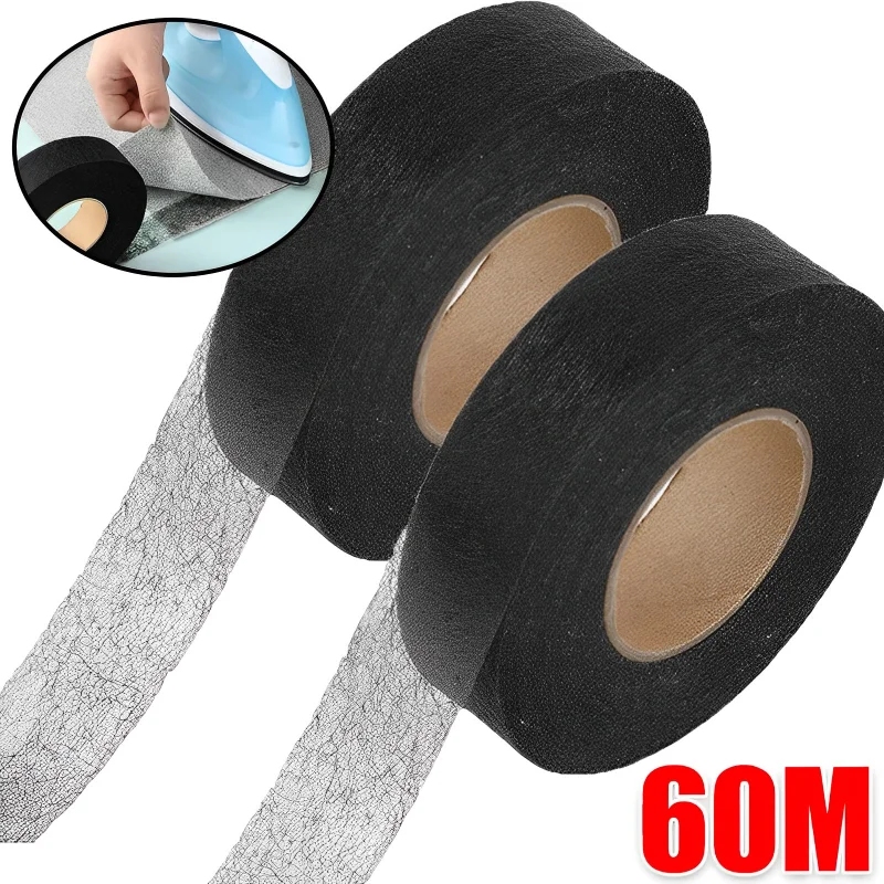 60Meters/Roll Double-sided Non-woven Interlining Adhesive Fabric Cloth Iron On Hem Tape Interlining Web DIY Sewing Crafts