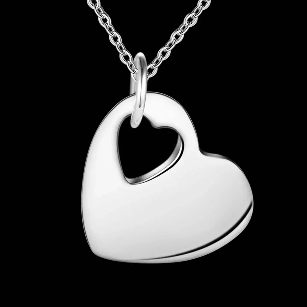 Pendant Necklace Silver Necklace Silver Pendant 925 Sterling Silver Romantic Heart Pendant Necklace for Women