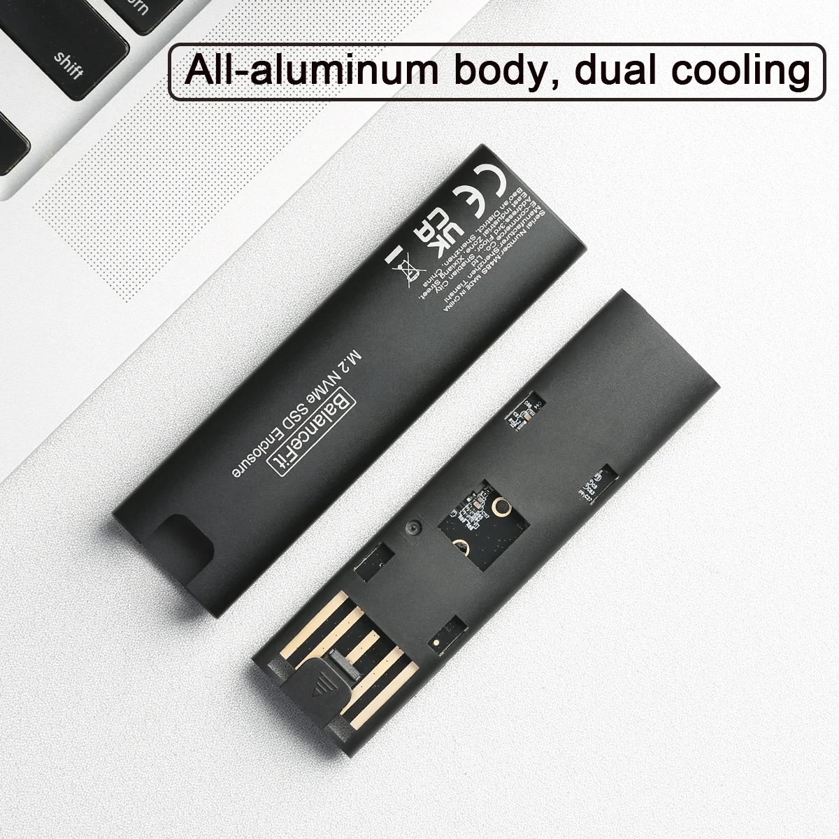 Boîtier SSD M2 M.2 NVMe SATA, adaptateur de boîtier SSD 10Gbps USB 3.2 Gen2 USB C, boîtier externe prend en charge la clé M et B & M