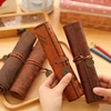 Creative Roll Up Leather Pencil Pirate Treasure Map Pattern Pen Case Makeup Brushes Holder for School Work Office H8WD 1