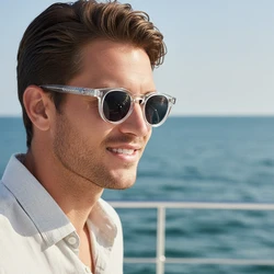 Vintage Fashion Classic Round Sunglasses with Metal Accents (C06 TRANSPARENT)