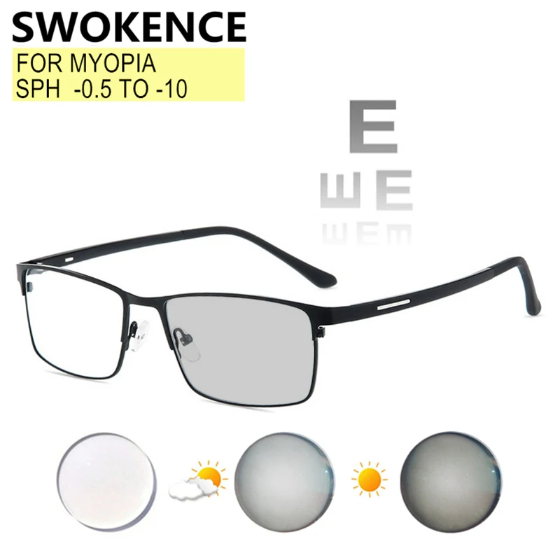 

Очки для близорукости, сферические очки для женщин и мужчин, полнокадровые фотохромные или блокирующие синий свет линзы из сплава, очки по рецепту F185