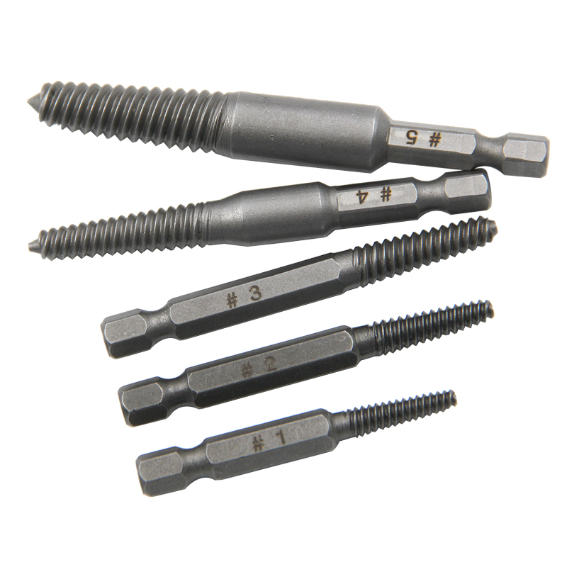5PC Hexagonal Handle Broken Head Screw Extractor Power Tool Accessory Hexagonal Broken Thread Extractor Thread Set