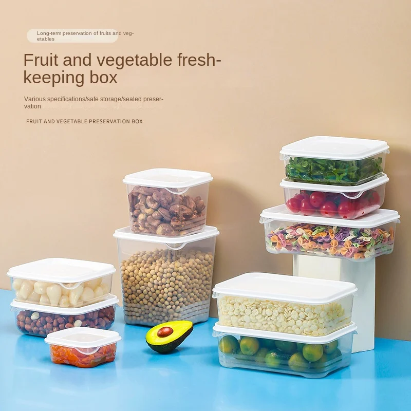 5Pcs Sealed Storage Box Fresh Keep Sealed Food Containers Fridge Organizer Fruit Meat Freezing Sealing Box Kitchen Storage Case 6