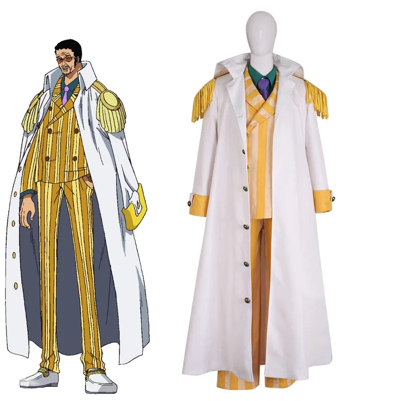 

One Piece Borsalino Cosplay Costume Admiral Kizaru Cloak And Uniform Suit Halloween Navy General Performance Costumes