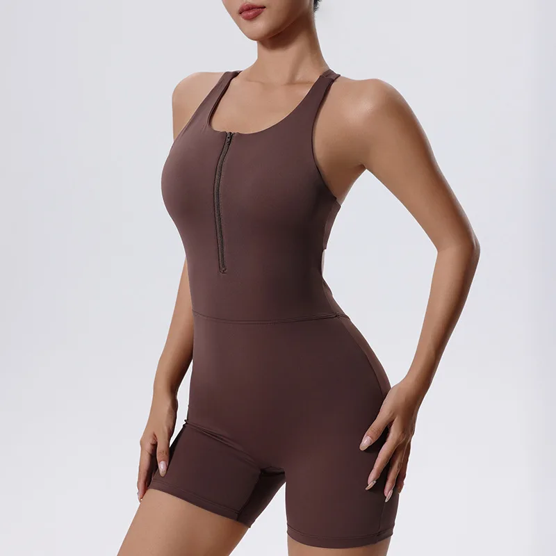 Summer Zipper Jumpsuits Yoga Bodysuit Women's Sportswear Yoga Set Gym Clothes Push-up Workout Tracksuit Dance Fitness Bodysuit 3
