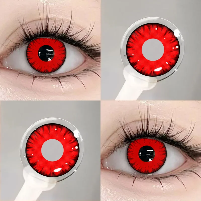 MILL CREEK 1 Paar Halloween Cosplay Rote Kontaktlinsen Farbkontaktlinsen Anime Grün Grau Kontaktlinsen Gelbe Schüler Make-up – Detail 3