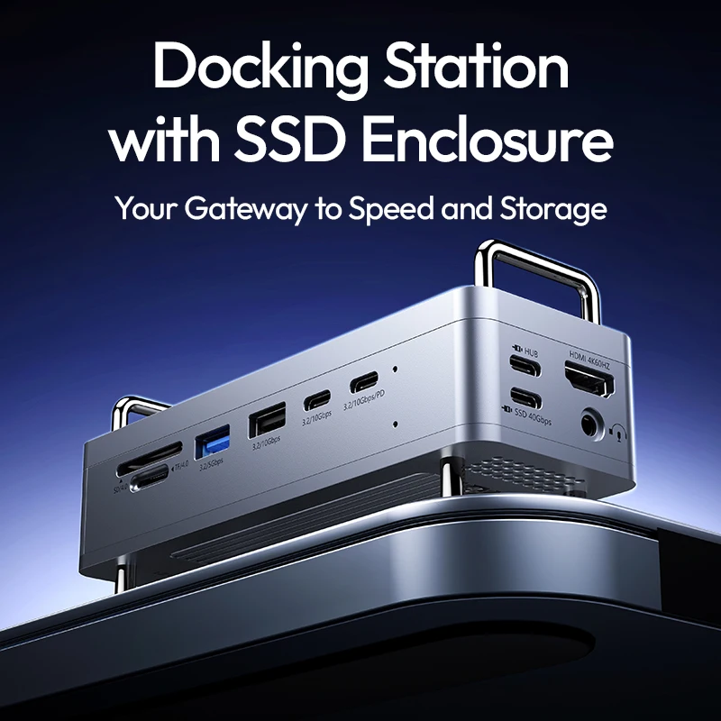 Ulanzi QT03 Docking Station with SSD Enclosure 2-in-1 Minimalist Setup 8TB Storage Dual-Chip Design High-Speed Transfer Tools
