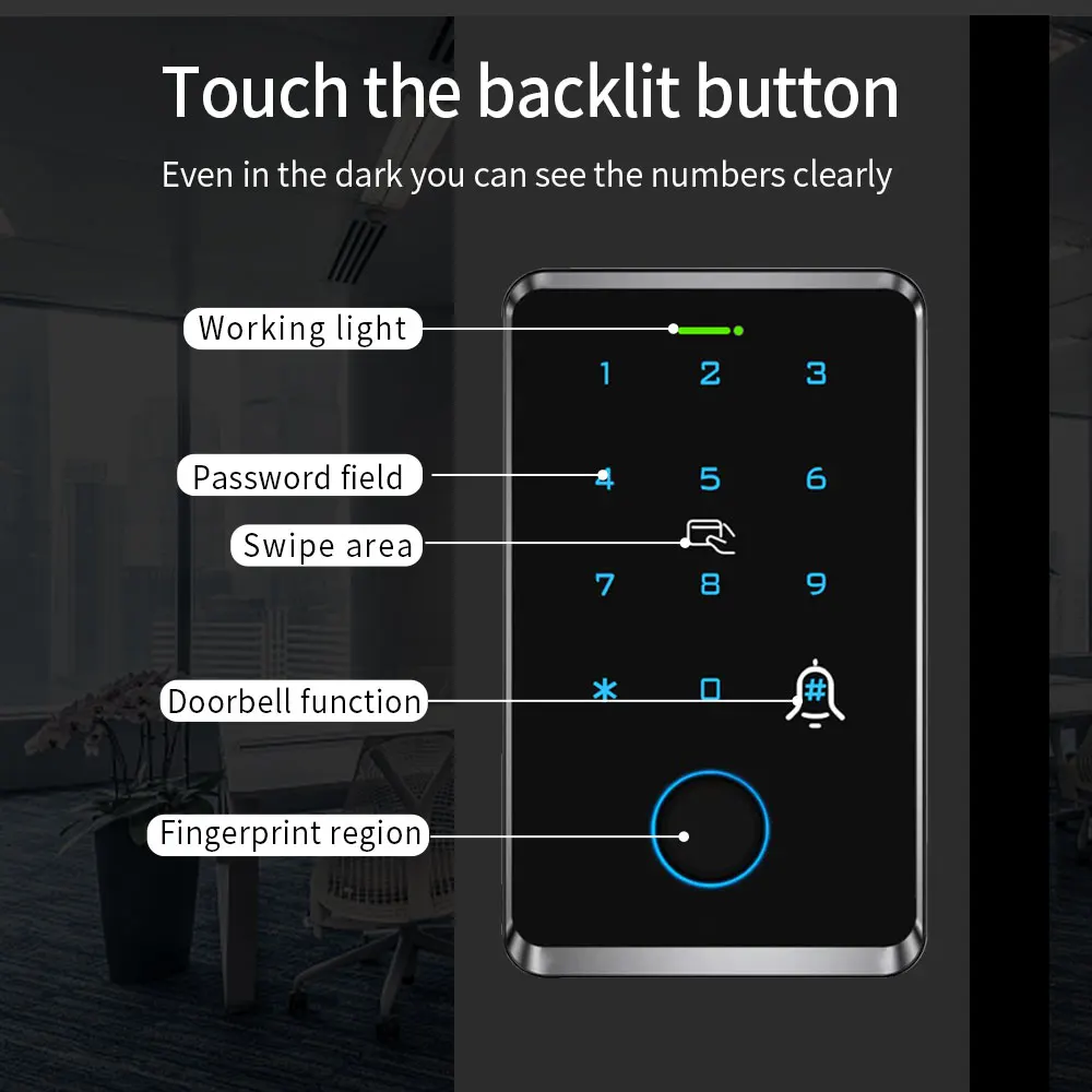 Tuya Wifi Fingerprint Access Control Keypad Outdoor Waterproof Remote Door Opener Master Card App Temporary Password Interlock
