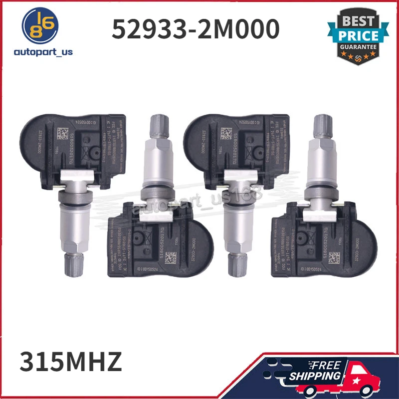 

4x Tire Pressure Sensor 52933-2M000 52933-1M000 315MHz For HYUNDAI ACCENT ELANTRA EQUUS SANTA FE SONATA KIA FORTE OPTIMA SORENTO