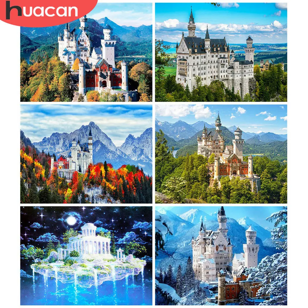 Full Square Diamond Painting Castle 5D Mountain Diamond Embroidery Mosaic Landscape Home Decoration