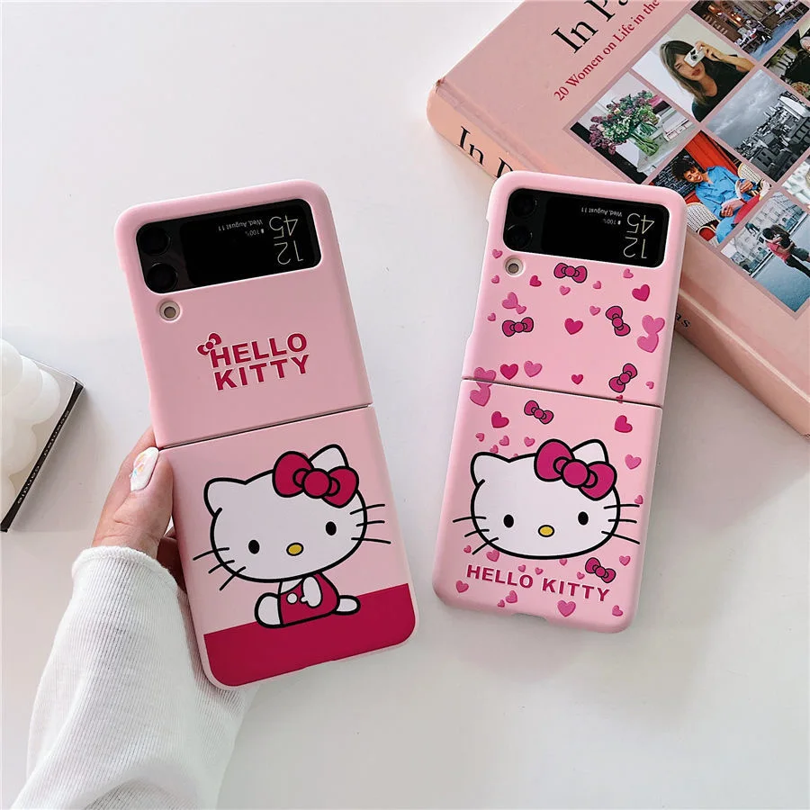 Sanrio Hello Kitty Cinnamoroll Phone Case For Samsung Z Flip 3 4 5G ZFlip3  ZFlip4 ZFlip5 Galaxy Shockproof Transparent Cover - AliExpress