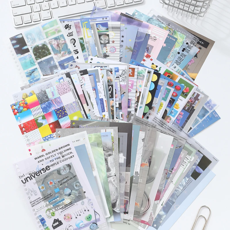 Mr.Paper 65pcs/bag Korean Style Large Coil Material Book Aesthetic Scrapbook Paper for DIY Journal Collage Dairy Scrapbook Decor