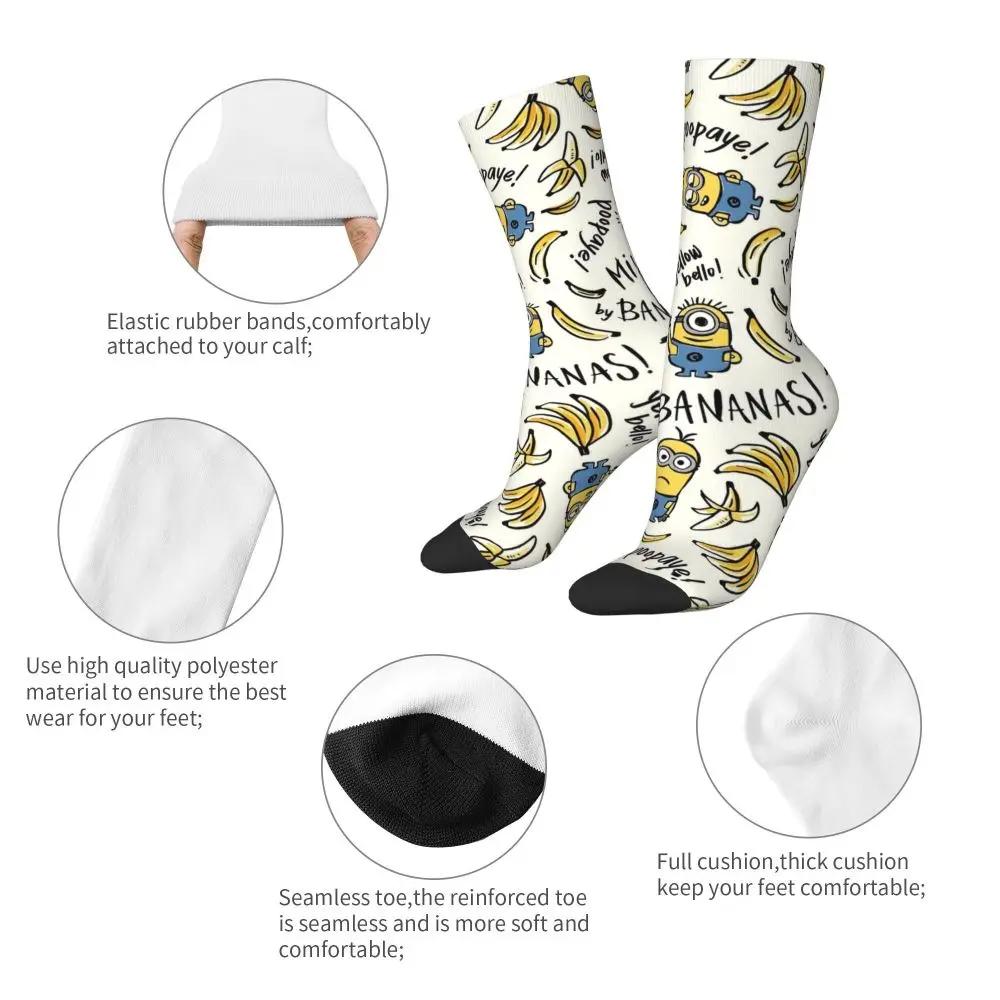 Custom Cool Print M- Minions Cartoon Socks for Women Men Stretchy Summer Autumn Winter M- Minions Bananas Crew Socks 6 S439cd211bdba4411b5e85b5e4fc040caz