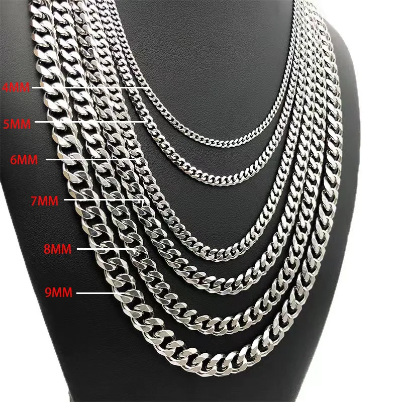 Fashion Stainless Steel Necklace Cuban Chain Men Ladies Punk Hip Hop ...