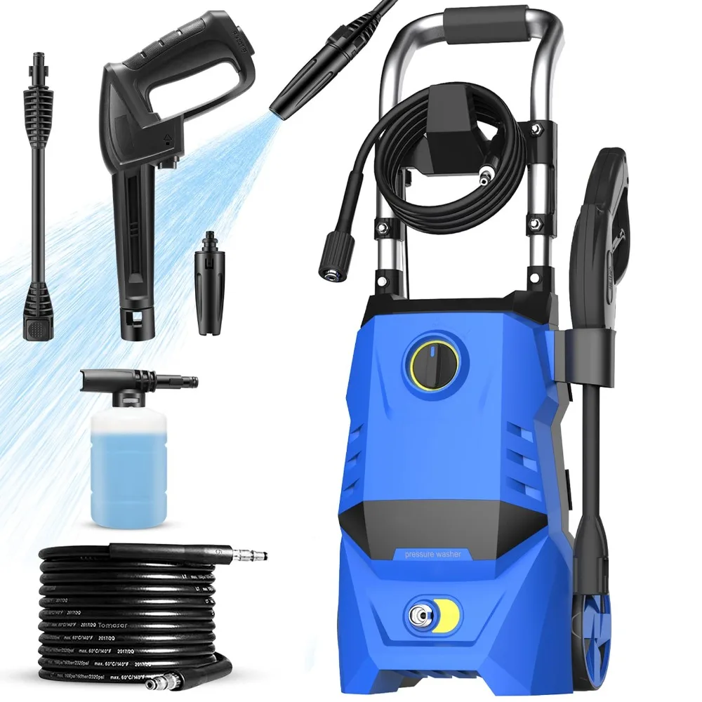 

2024 New Electric High Pressure Washer 2.3GPM with Hose,Gimbaled Nozzles for Patio Garden Yard Vehicle